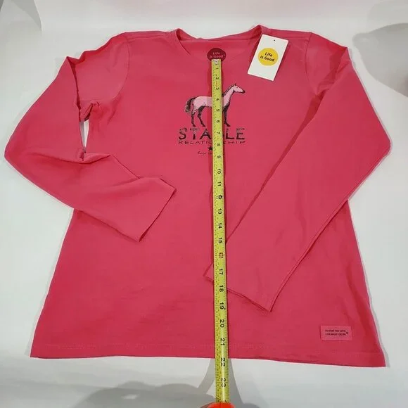 Barbie Pink Life Is Good Small "Stable Relationship" Crew Neck Equestrian - Picture 12 of 15